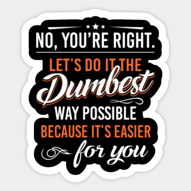 No, You're Right Let's Do It The Dumbest Way Possible Because It's Easier For You Funny - Funny